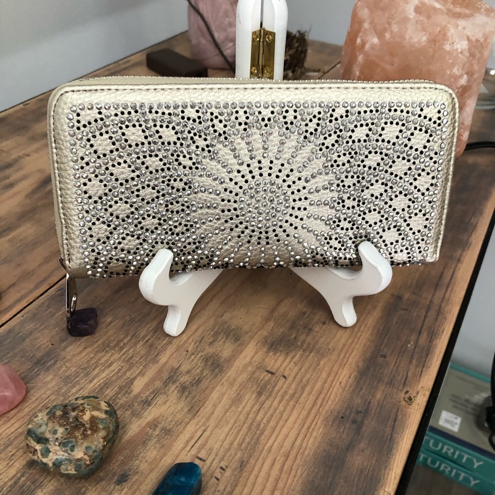 Gold Wallet with Rhinestone Design NWOT